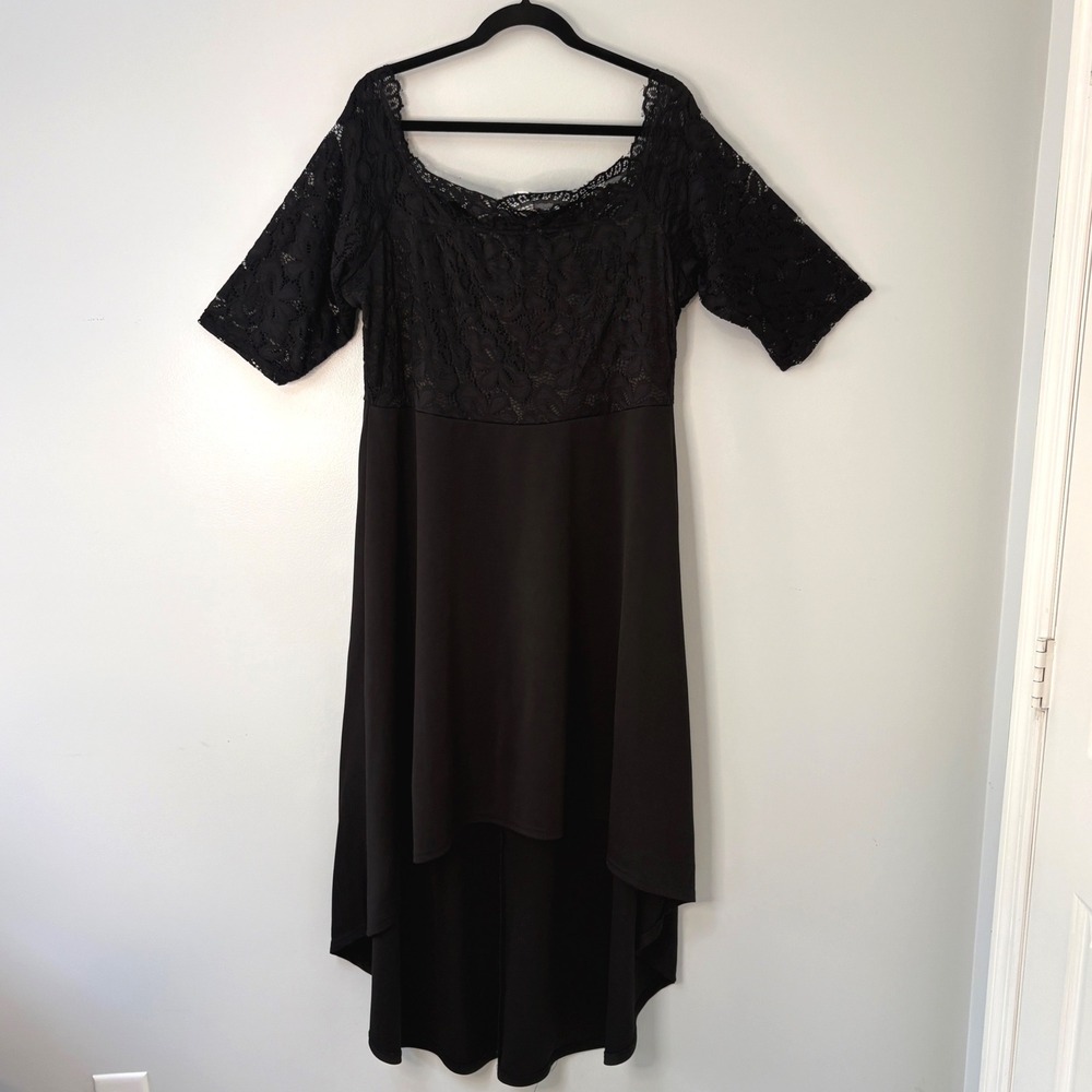 Black Lace High-Low Formal Dress Plus Size 2XL SHEIN Curve Prom‎ Party